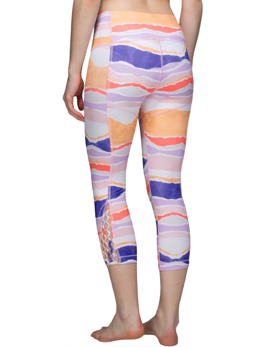 Lululemon True Self Crop Bleacher Stripe White Iris Flower Size 4